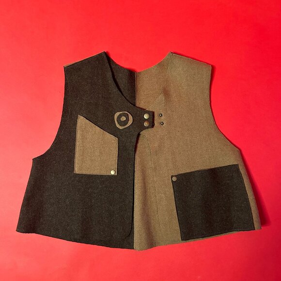 Upcycled Wool Vest by SPARK + REBEL, Unique, Unisex, Japanese-Inspired, One Size - Picture 9 of 11